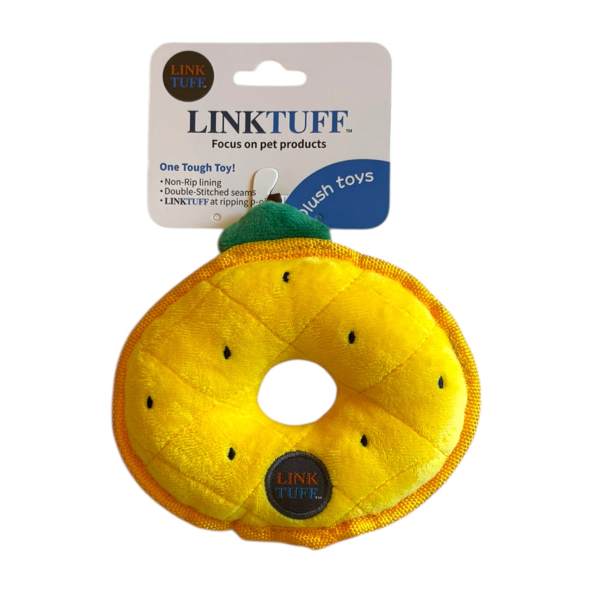 Link Tuff Squeaky Plush Toy Donuts - Pineapple