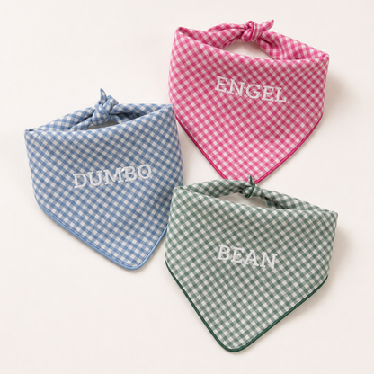 Personalised Embroidered Gingham Pet Bandana